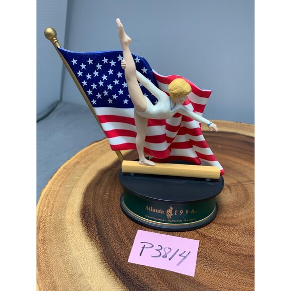 Hallmark 1996 Olympic Spirit Collection Gymnast Figurine with American Flag - Picture 10 of 10